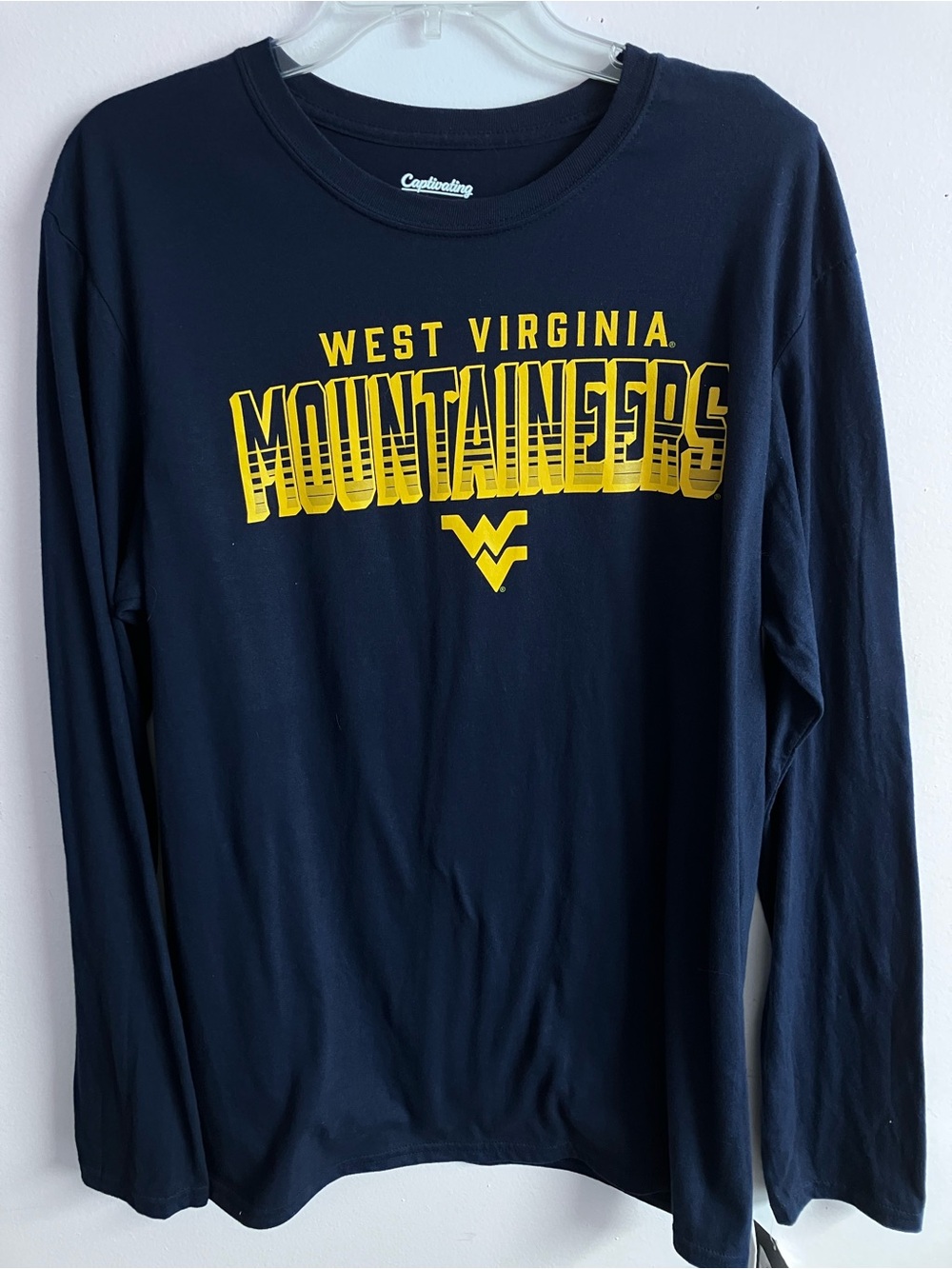 WVU Mountaineers Men’s Long Sleeve T-Shirt, Large, NWT